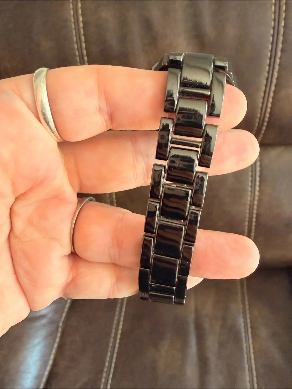 •NY&C• Black/Silver/Crystal Quartz Wrist Watch with Metal Link Band (untested)
